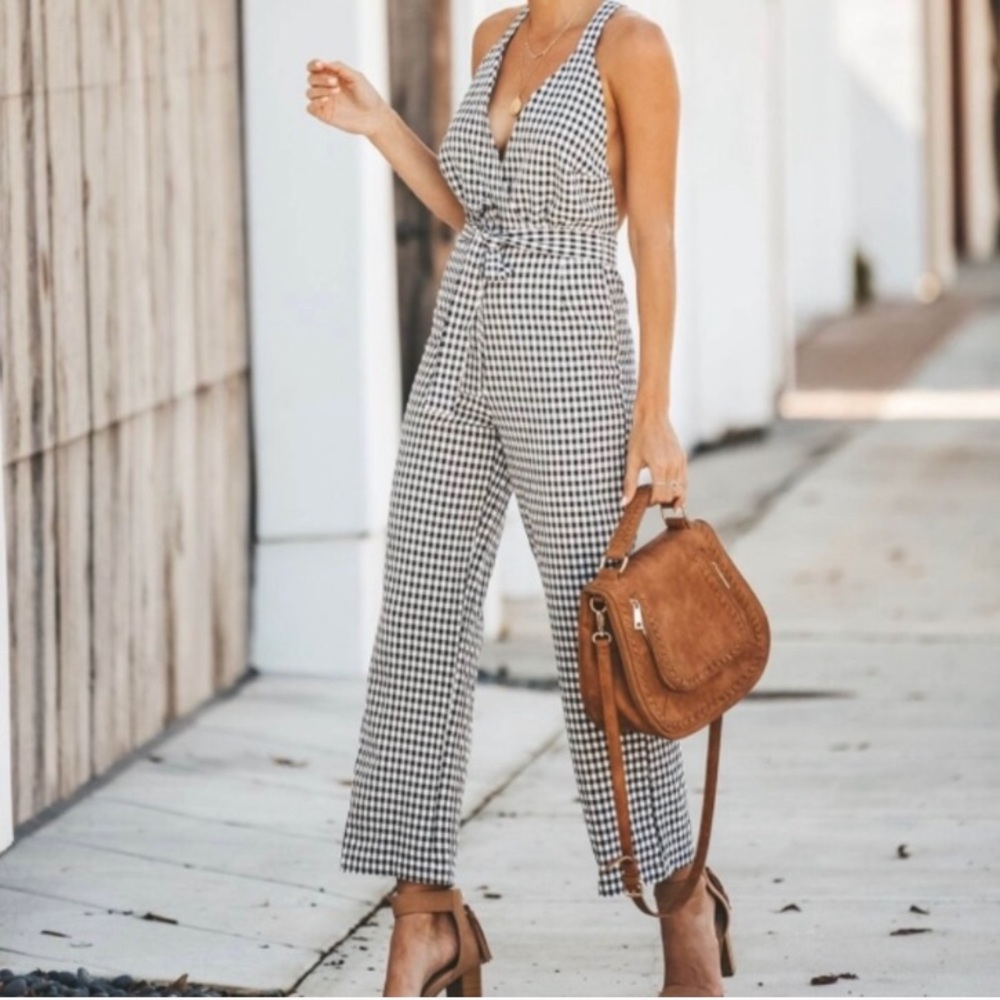Black and White Gingham Jumpsuit
